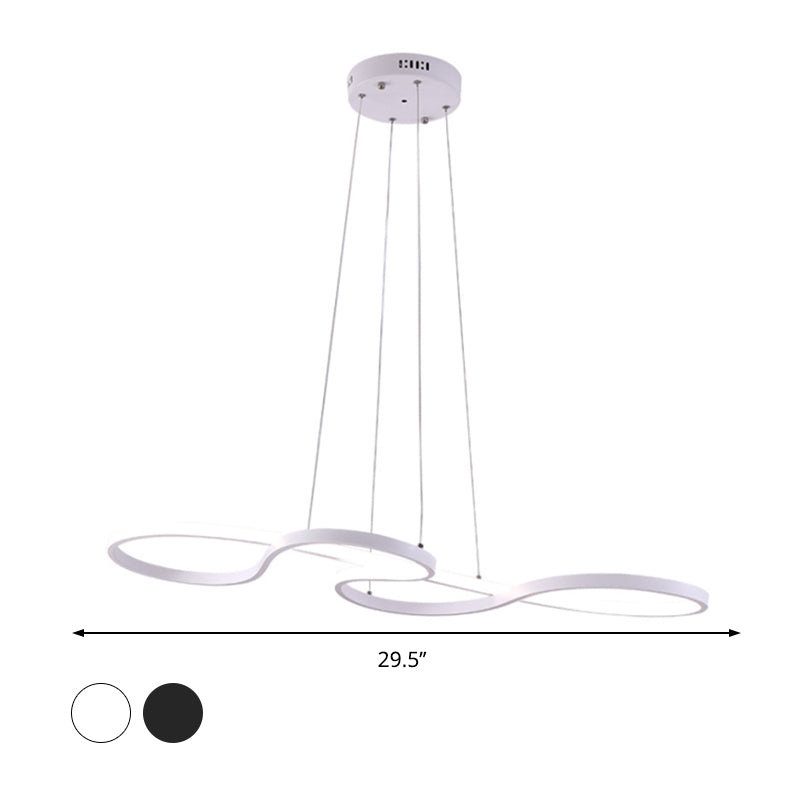 Twisting Acrylic Pendant Light - Minimalist Led Black/White Warm/White Multiple Sizes Available