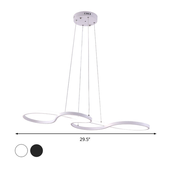Twisting Acrylic Pendant Light - Minimalist Led Black/White Warm/White Multiple Sizes Available