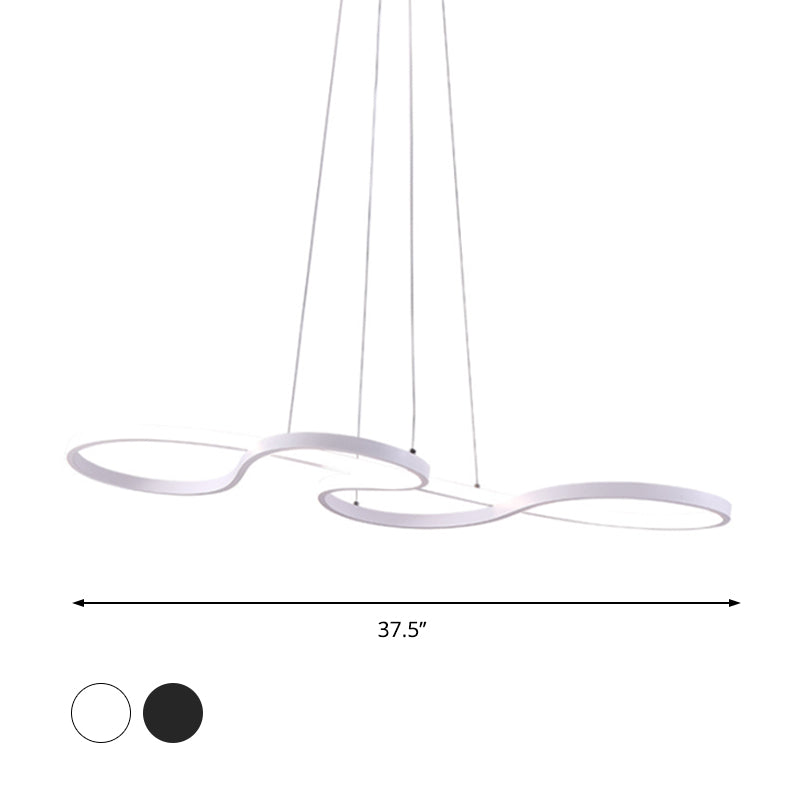 Twisting Acrylic Pendant Light - Minimalist Led Black/White Warm/White Multiple Sizes Available