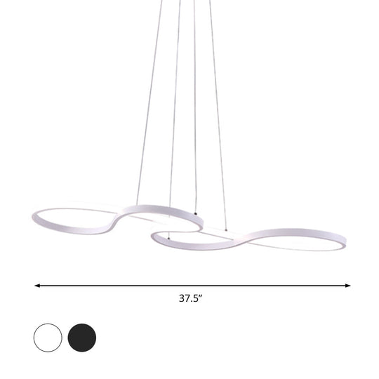 Twisting Acrylic Pendant Light - Minimalist Led Black/White Warm/White Multiple Sizes Available