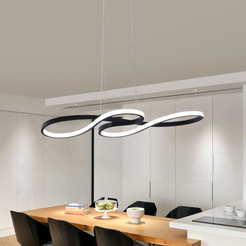 Minimalist LED Twisting Acrylic Pendant Light - 24"/29.5"/37.5" Wide - Black/White - Warm/White Light