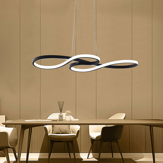 Minimalist LED Twisting Acrylic Pendant Light - 24"/29.5"/37.5" Wide - Black/White - Warm/White Light