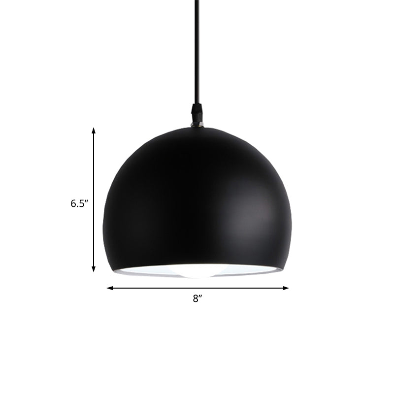 Industrial Style Metallic 1 Head Hanging Pendant Lamp - Black Globe Shade, 8"/10"/14" Width - Perfect for Kitchen