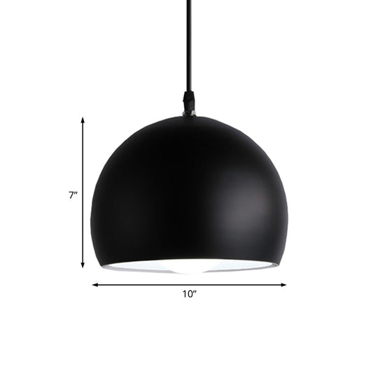 Industrial Style Metallic 1 Head Hanging Pendant Lamp - Black Globe Shade, 8"/10"/14" Width - Perfect for Kitchen
