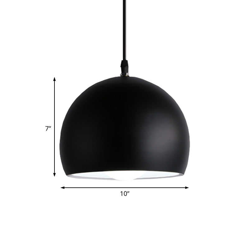 Industrial Style Metallic Globe Pendant Light With Black Shade - 1 Head Kitchen Lamp 8/10/14 Width