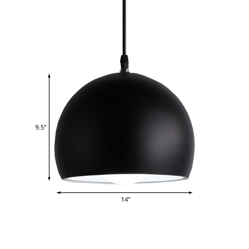 Industrial Style Metallic 1 Head Hanging Pendant Lamp - Black Globe Shade, 8"/10"/14" Width - Perfect for Kitchen