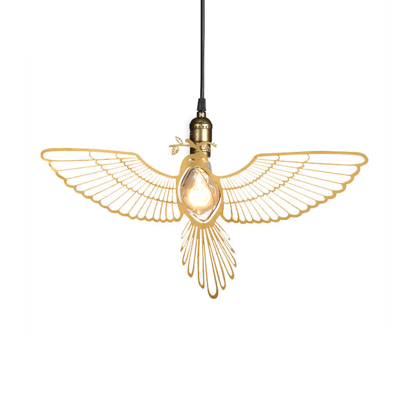 Rustic Retro Gold Pendant Light - Flying Bird Shade Hanging Fixture For Dining Room