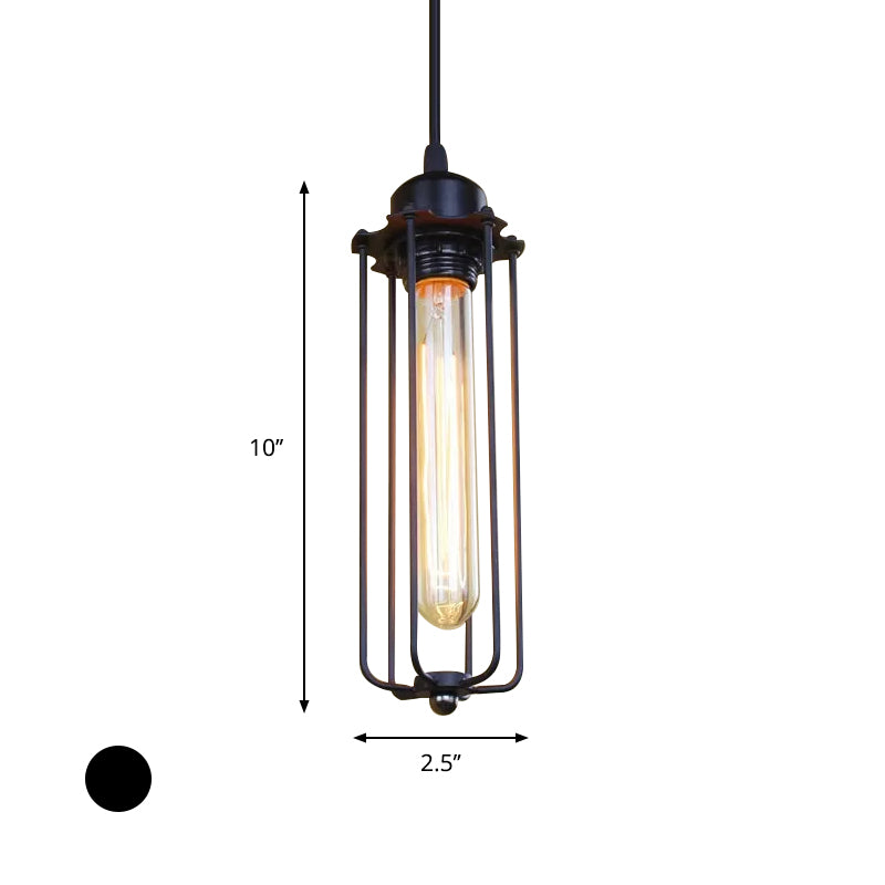 Black Farmhouse Style 1 Light Wire Cage Pendant Ceiling Light for Hallway - Stylish Metallic Finish