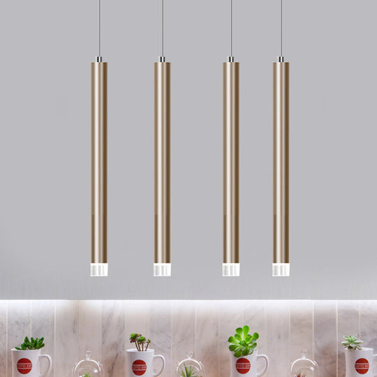 Modern Metal Flute Pendant Light - 1 Head Gold Led For Bar Counter Warm/White 12/19.5/23.5 Height