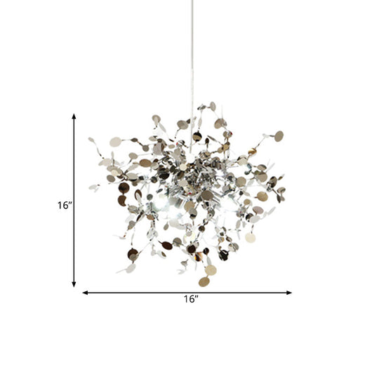 Silver Metal LED Pendant Light Fixture for Modern Living Rooms