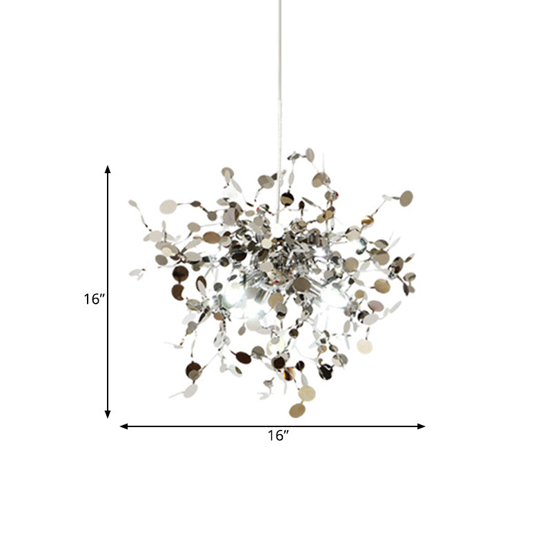 Silver Metal Led Pendant Light - Modern Sputnik Design For Living Room Ceiling