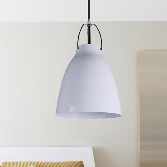 Modern Bell Ceiling Pendant: 1-Head Metallic Hanging Light In Black/White - Dining Room Fixture