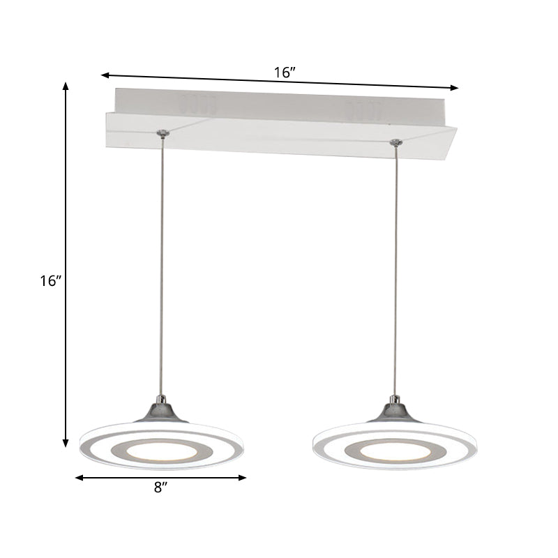 Modern Circle Pendant Led Hanging Lamp For Dining Room Island With Acrylic Shade In Warm/White Light