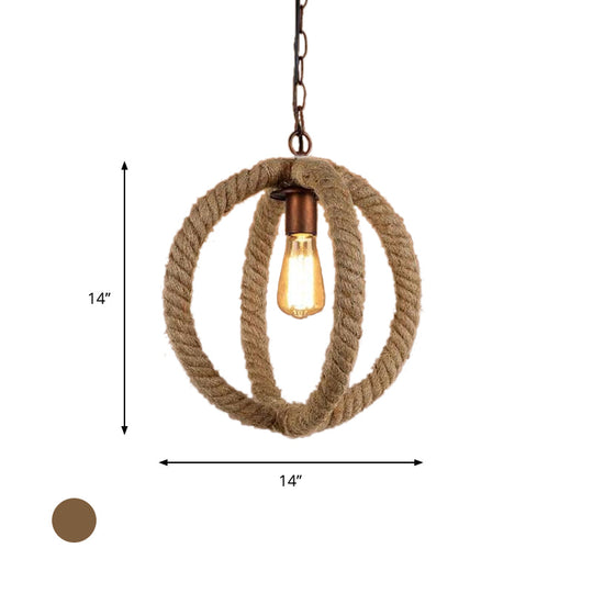 Suspension sphérique en corde de chanvre : plafonnier de cuisine industriel chic en beige