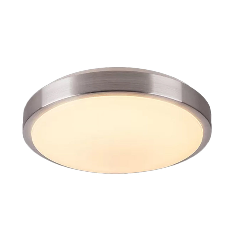 Modern Aluminum Flush Ceiling Light with Acrylic Diffuser - Warm/White LED - Silver Finish - 8"/11.5" Dia.