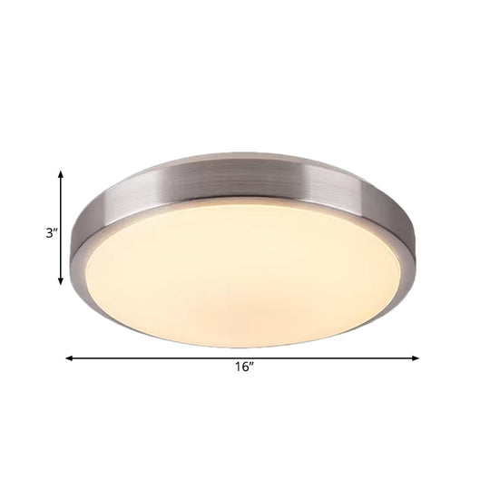 Modern Aluminum Flush Ceiling Light with Acrylic Diffuser - Warm/White LED - Silver Finish - 8"/11.5" Dia.
