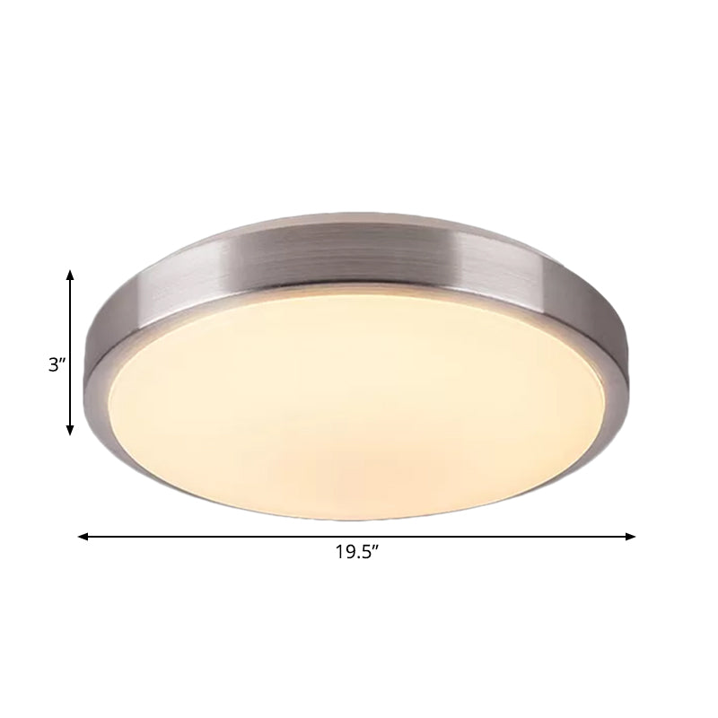 Modern Aluminum Flush Ceiling Light with Acrylic Diffuser - Warm/White LED - Silver Finish - 8"/11.5" Dia.