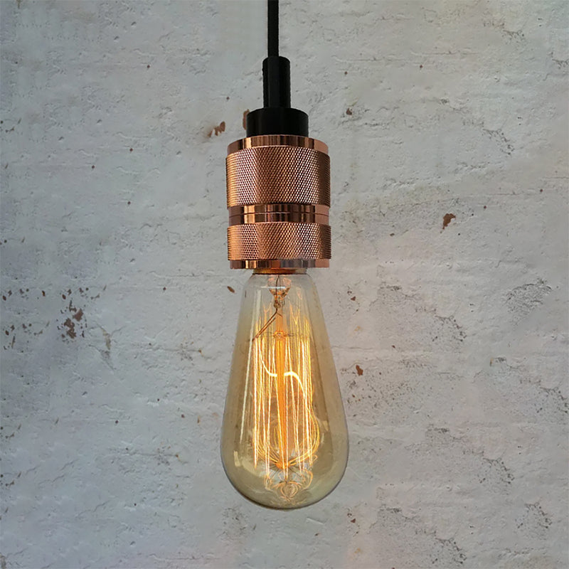 Metallic Exposed Bulb Pendant Light With Adjustable Cord - Industrial Style Copper/Black Copper