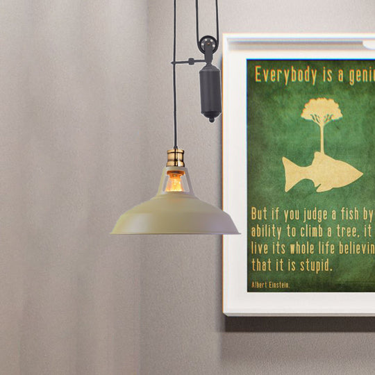 Lampe de plafond suspendue de style grange de ferme - Lampe suspendue rustique avec poulie pour chambre à coucher