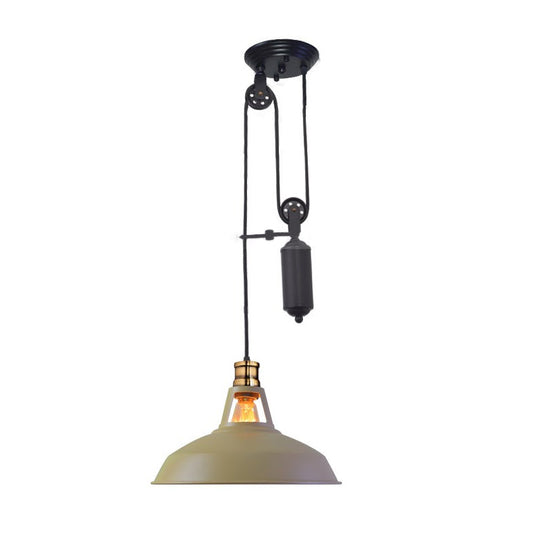 Lampe de plafond suspendue de style grange de ferme - Lampe suspendue rustique avec poulie pour chambre à coucher