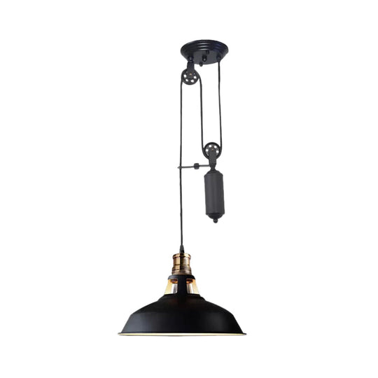 Lampe de plafond suspendue de style grange de ferme - Lampe suspendue rustique avec poulie pour chambre à coucher