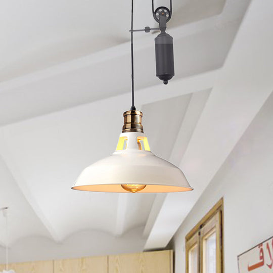 Lampe de plafond suspendue de style grange de ferme - Lampe suspendue rustique avec poulie pour chambre à coucher