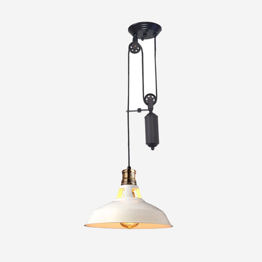 Lampe de plafond suspendue de style grange de ferme - Lampe suspendue rustique avec poulie pour chambre à coucher