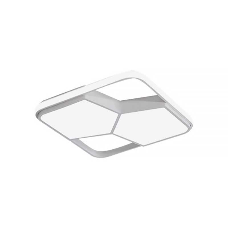 Geometric LED Ceiling Light in Black/White Acrylic - Contemporary Flush Mount Lamp for Bedroom with Warm/White Lighting