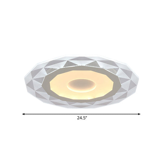 Modern LED Living Room Flush Mount Light with Diamond-Shaped Acrylic Shade - 16.5"/20.5"/24.5" Wide - White Ceiling Lamp in Warm/White Light