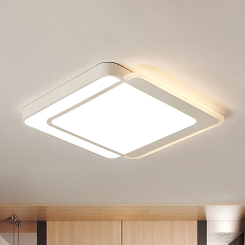 Modern Flush Mount Led Ceiling Light In White - Warm/White Lighting Square/Round Design / Warm
