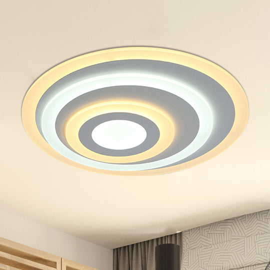 Ellipse Flushmount Acrylic LED Ceiling Fixture - 14"/19.5"/23.5" Wide, White, Warm/White Light