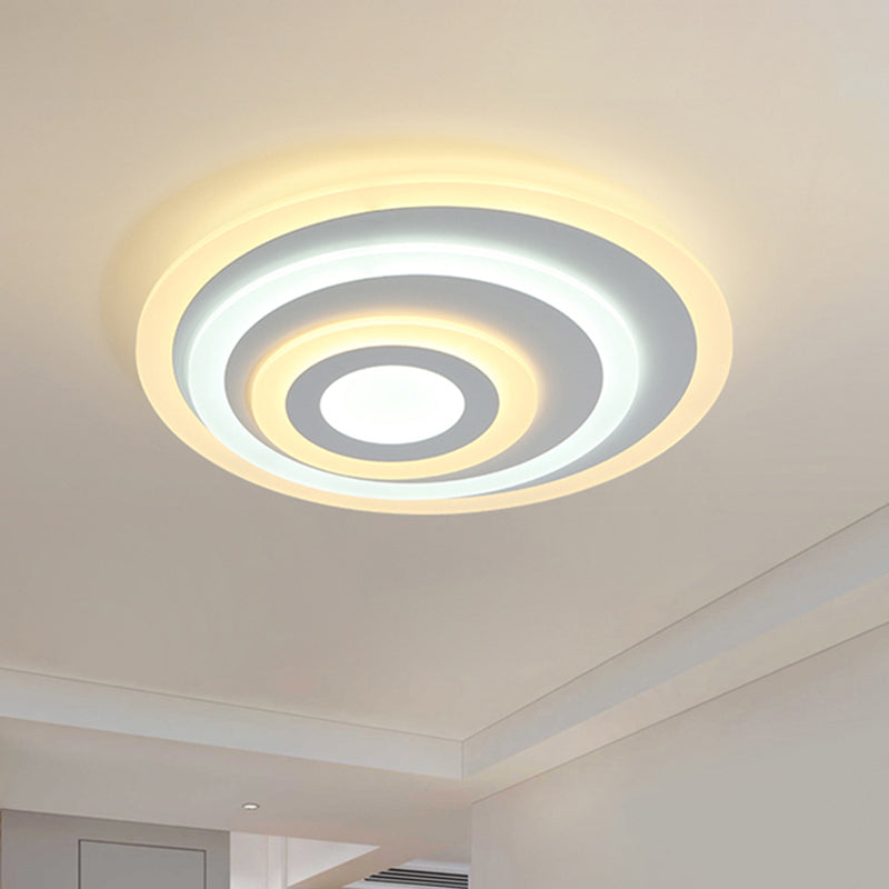 Ellipse Flushmount Acrylic LED Ceiling Fixture - 14"/19.5"/23.5" Wide, White, Warm/White Light