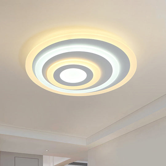 Ellipse Flushmount Acrylic LED Ceiling Fixture - 14"/19.5"/23.5" Wide, White, Warm/White Light