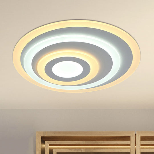 Ellipse Flushmount Acrylic LED Ceiling Fixture - 14"/19.5"/23.5" Wide, White, Warm/White Light