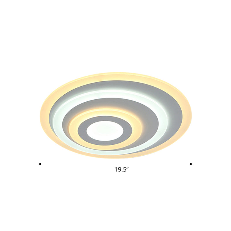 Ellipse Flushmount Acrylic LED Ceiling Fixture - 14"/19.5"/23.5" Wide, White, Warm/White Light