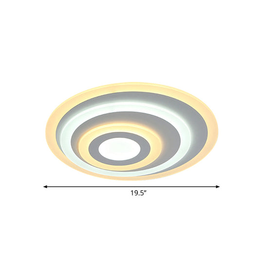 Ellipse Flushmount Acrylic LED Ceiling Fixture - 14"/19.5"/23.5" Wide, White, Warm/White Light