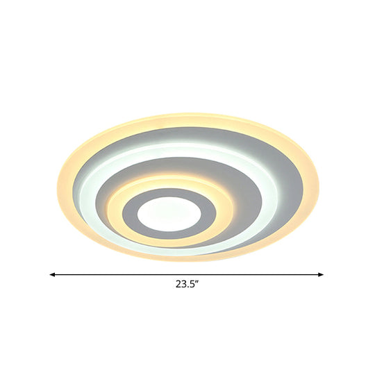 Ellipse Flushmount Acrylic LED Ceiling Fixture - 14"/19.5"/23.5" Wide, White, Warm/White Light