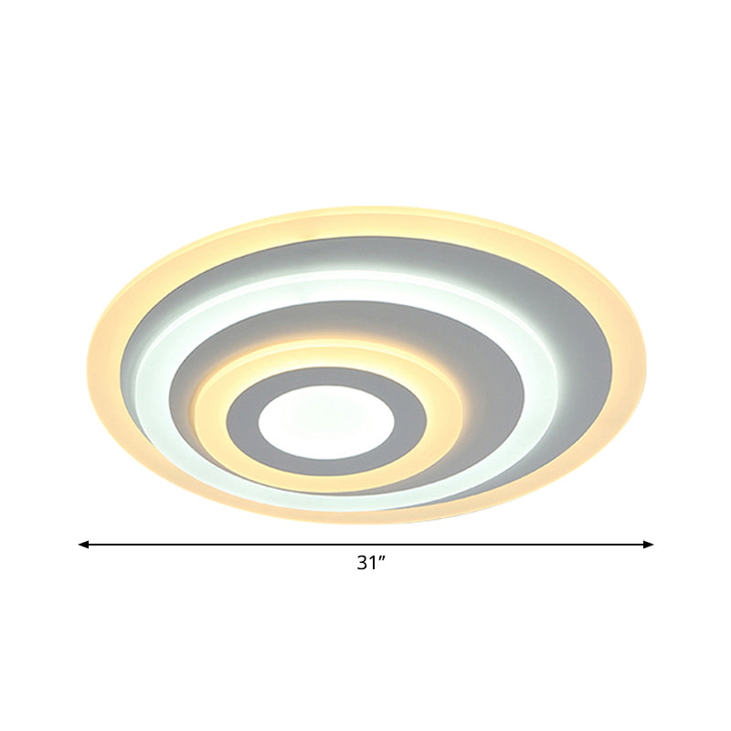 Ellipse Flushmount Acrylic LED Ceiling Fixture - 14"/19.5"/23.5" Wide, White, Warm/White Light