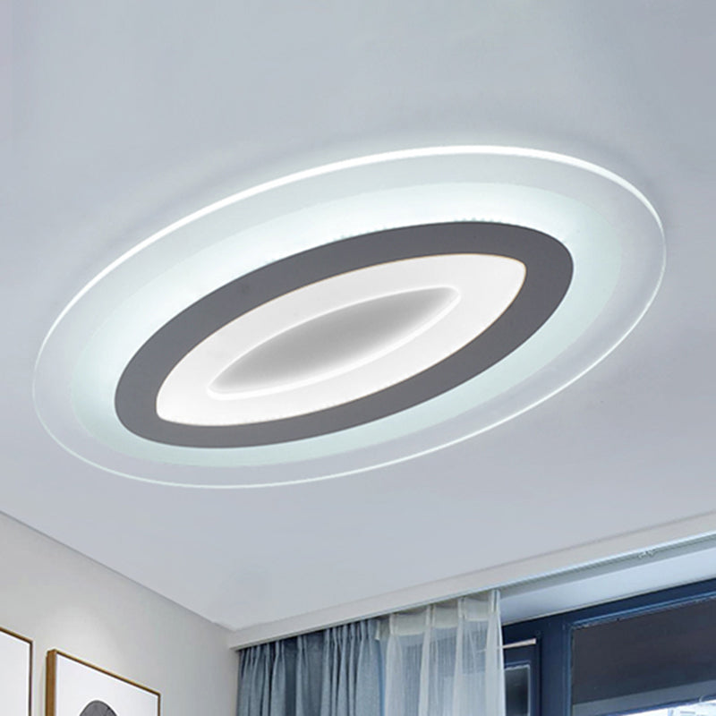 Modern Acrylic Oval LED Ceiling Light Fixture - Warm/White, Multiple Sizes