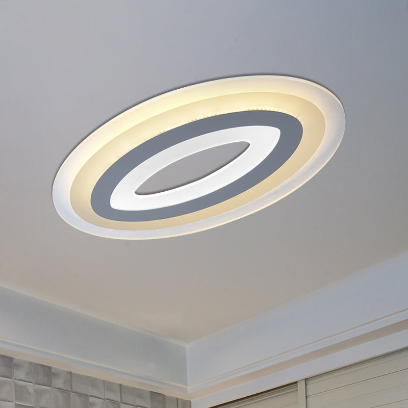 Modern Acrylic Oval LED Ceiling Light Fixture - Warm/White, Multiple Sizes