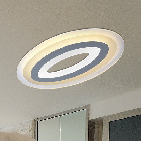 Modern Acrylic Oval LED Ceiling Light Fixture - Warm/White, Multiple Sizes
