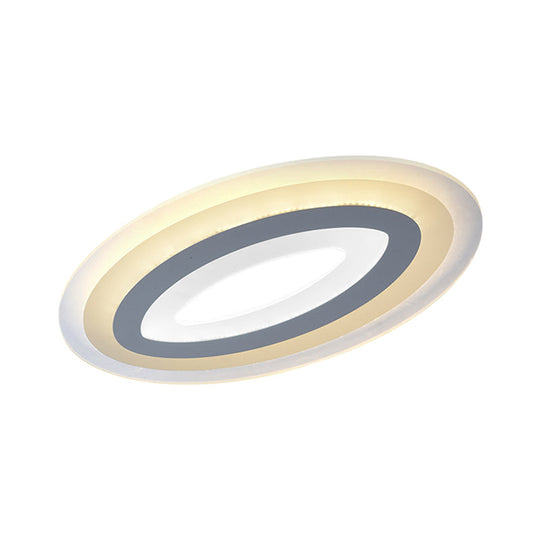 Modern Acrylic Oval LED Ceiling Light Fixture - Warm/White, Multiple Sizes