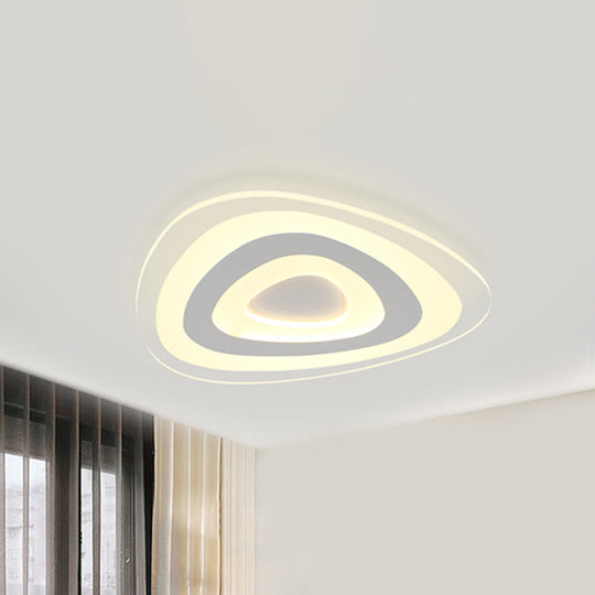 Contemporary LED Flush Mount Light - Wide Acrylic Shade Triangle Ceiling Lamp (16"/20"/24.5") in Warm/White Light