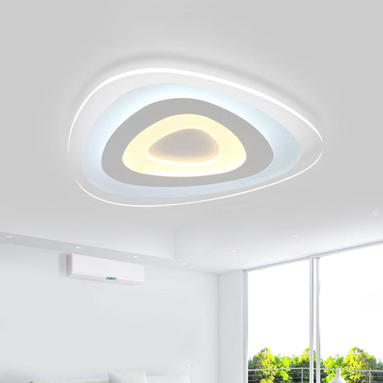 Contemporary LED Flush Mount Light - Wide Acrylic Shade Triangle Ceiling Lamp (16"/20"/24.5") in Warm/White Light