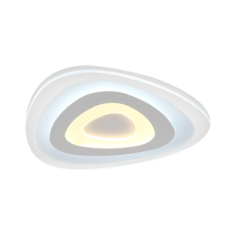 Contemporary LED Flush Mount Light - Wide Acrylic Shade Triangle Ceiling Lamp (16"/20"/24.5") in Warm/White Light