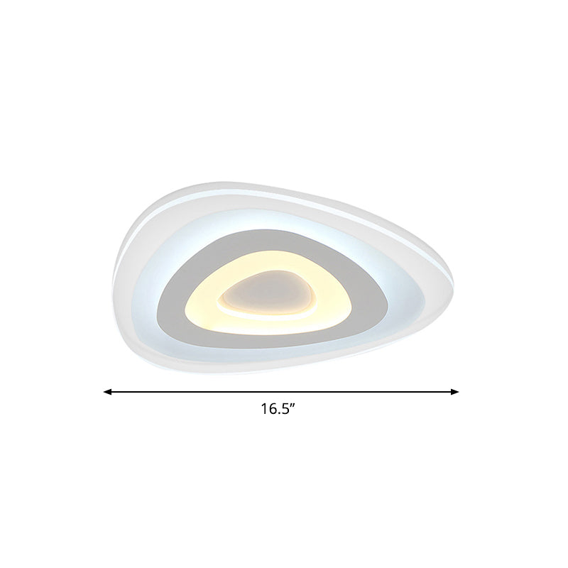 Contemporary LED Flush Mount Light - Wide Acrylic Shade Triangle Ceiling Lamp (16"/20"/24.5") in Warm/White Light