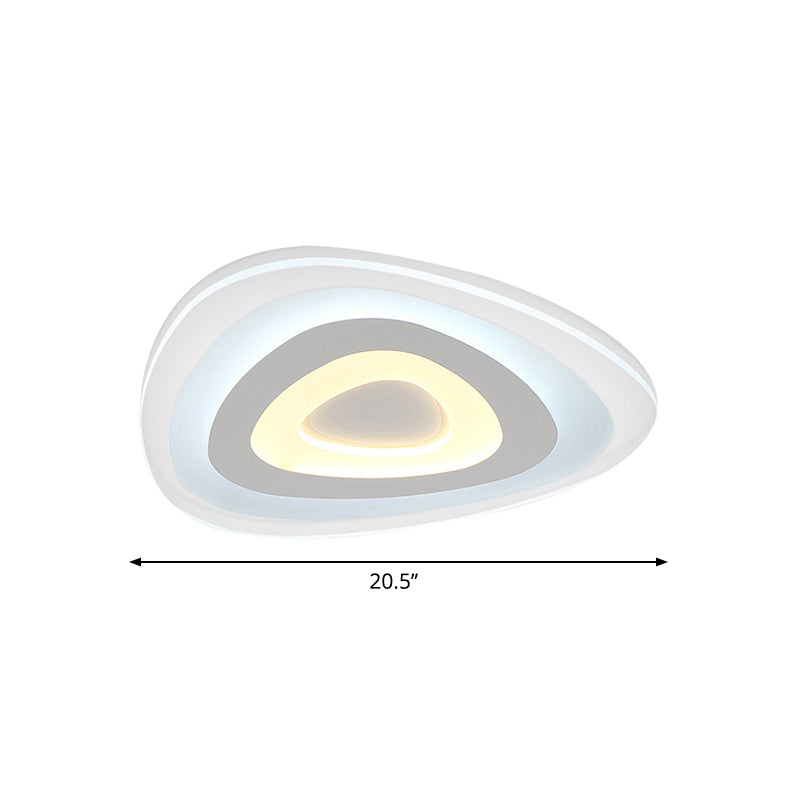 Contemporary LED Flush Mount Light - Wide Acrylic Shade Triangle Ceiling Lamp (16"/20"/24.5") in Warm/White Light