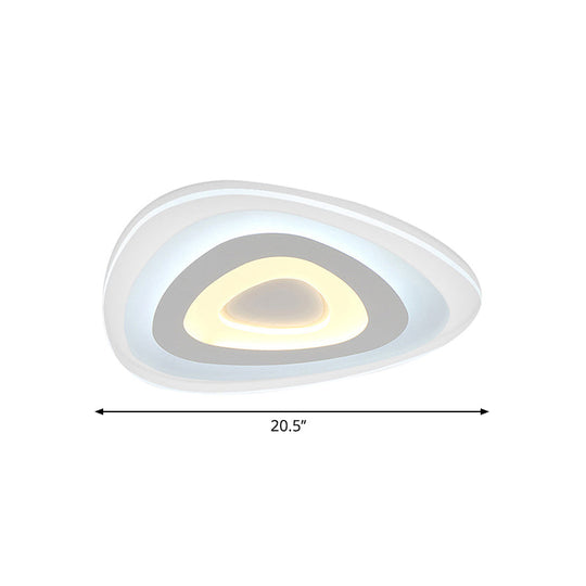 Contemporary Led Flush Mount Light - Wide Acrylic Shade Triangle Ceiling Lamp (16/20/24.5) In