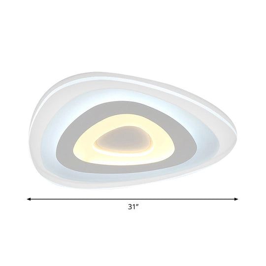 Contemporary LED Flush Mount Light - Wide Acrylic Shade Triangle Ceiling Lamp (16"/20"/24.5") in Warm/White Light