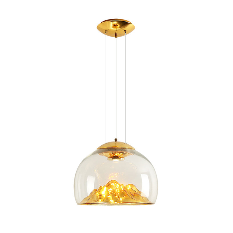 Modern Glass Led Pendant Light With Gold/Silver Frame For Dining Room